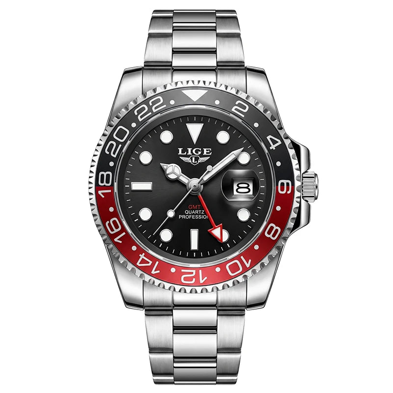 Montre Homme LIGE en acier – Quartz, date et aiguilles lumineuses