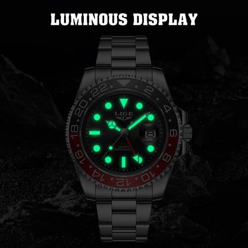 Montre Homme LIGE en acier – Quartz, date et aiguilles lumineuses