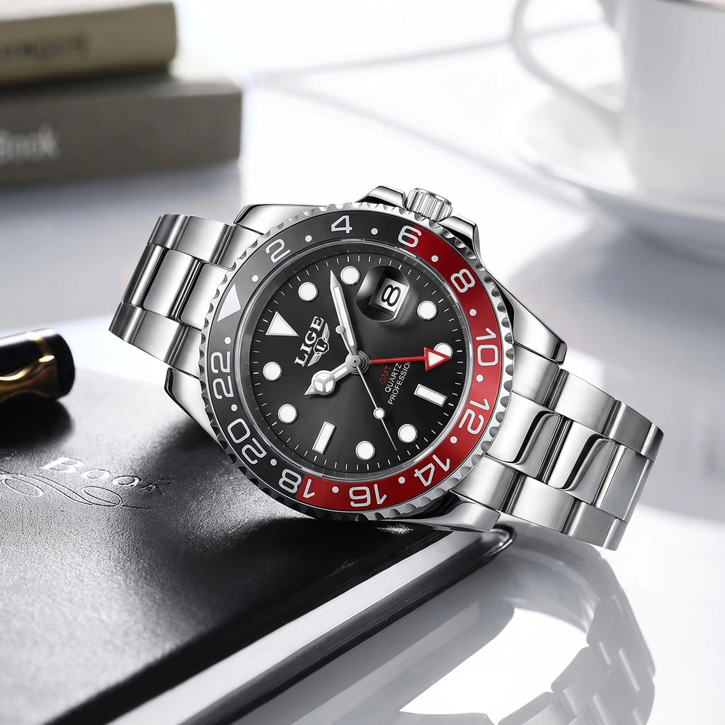 Montre Homme LIGE en acier – Quartz, date et aiguilles lumineuses