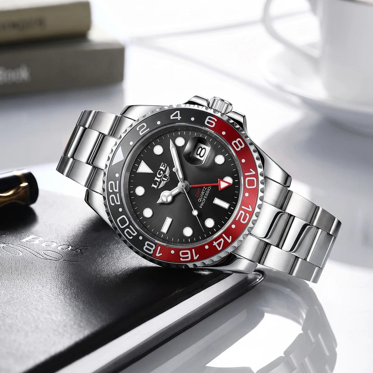 Montre Homme LIGE en acier – Quartz, date et aiguilles lumineuses