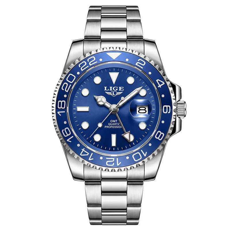 Montre Homme LIGE en acier – Quartz, date et aiguilles lumineuses