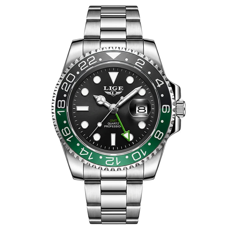 Montre Homme LIGE en acier – Quartz, date et aiguilles lumineuses