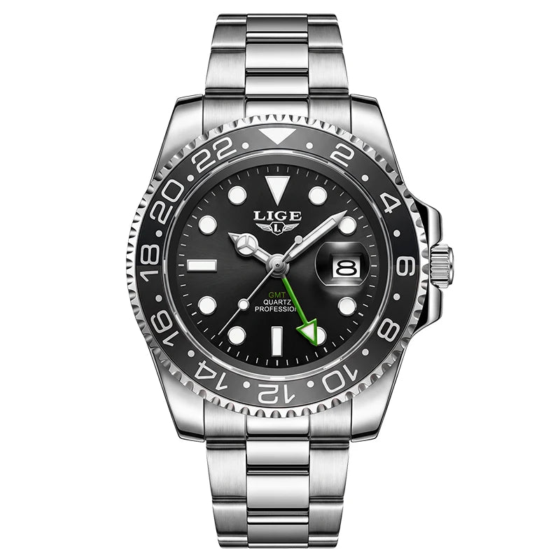 Montre Homme LIGE en acier – Quartz, date et aiguilles lumineuses