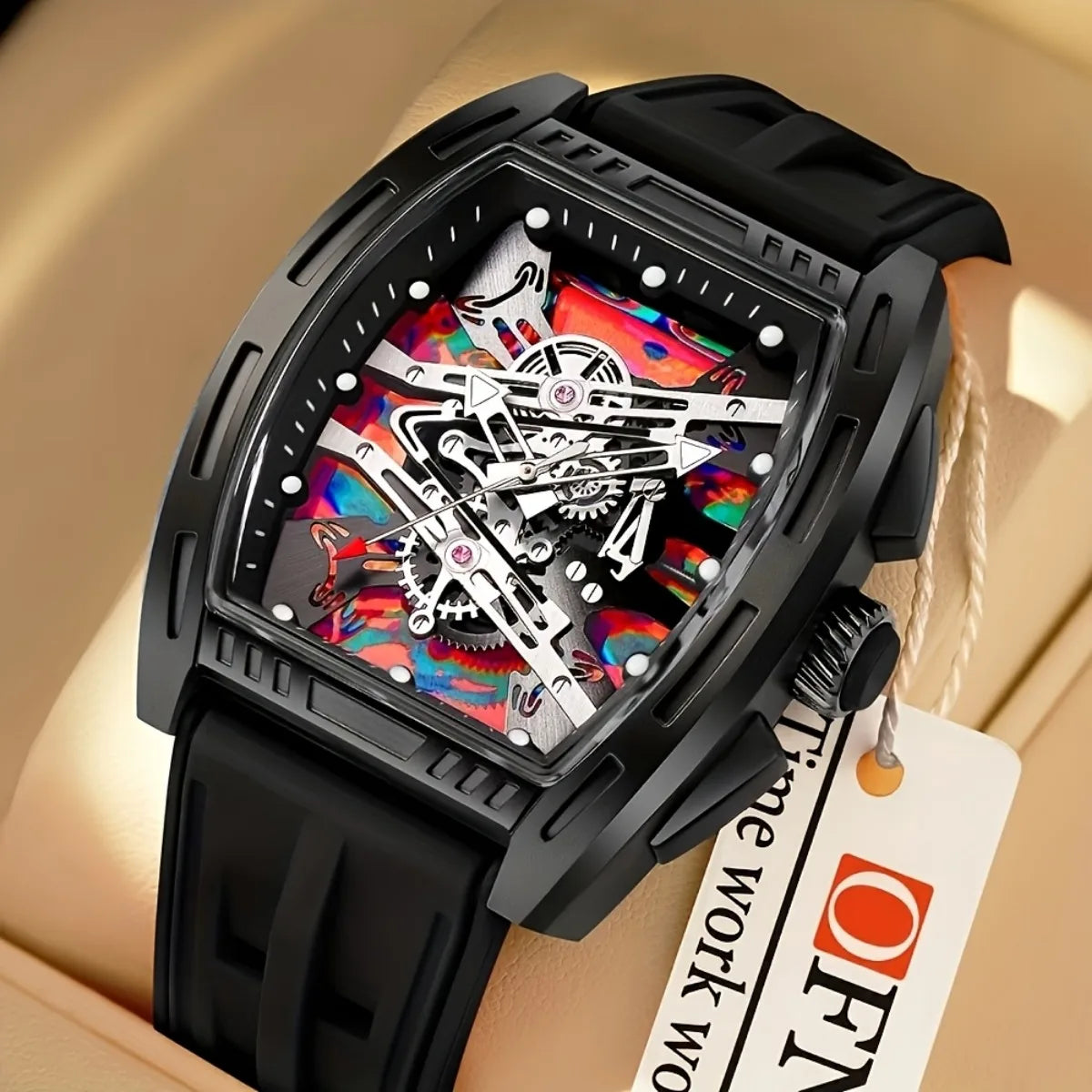 Ensemble Montre Homme 4 pièces Silicone – Montre, bracelet, collier et bague